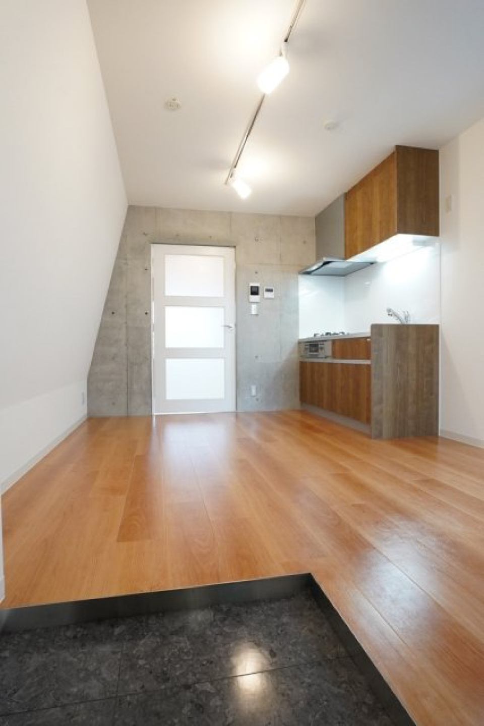 玄関入ってすぐLDKなので、棚や植物で目隠ししても良さそう。