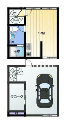 1階にガレージ、2階が居住空間