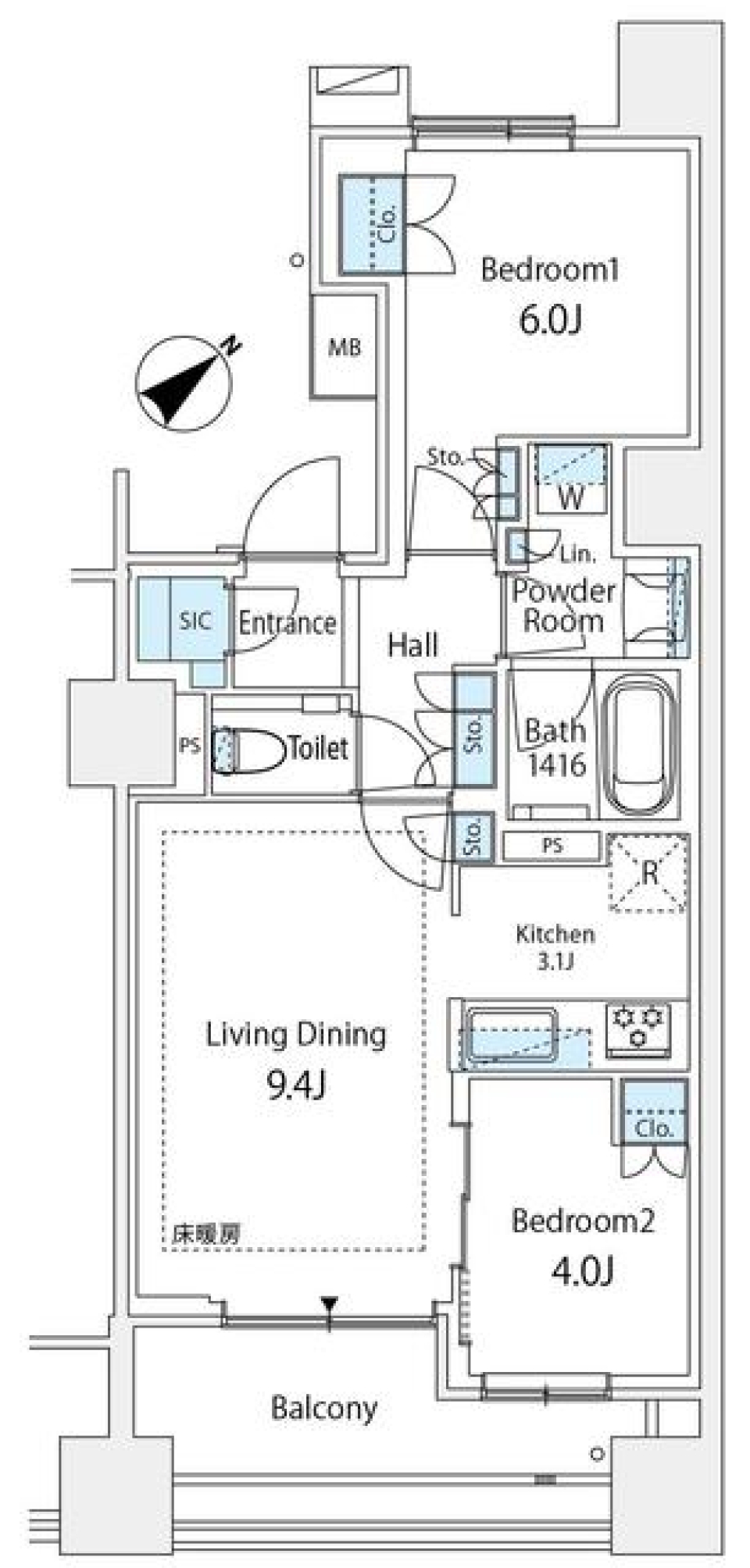 プラウドシティ小竹向原　グランドコート　341号室［新築］の間取り図