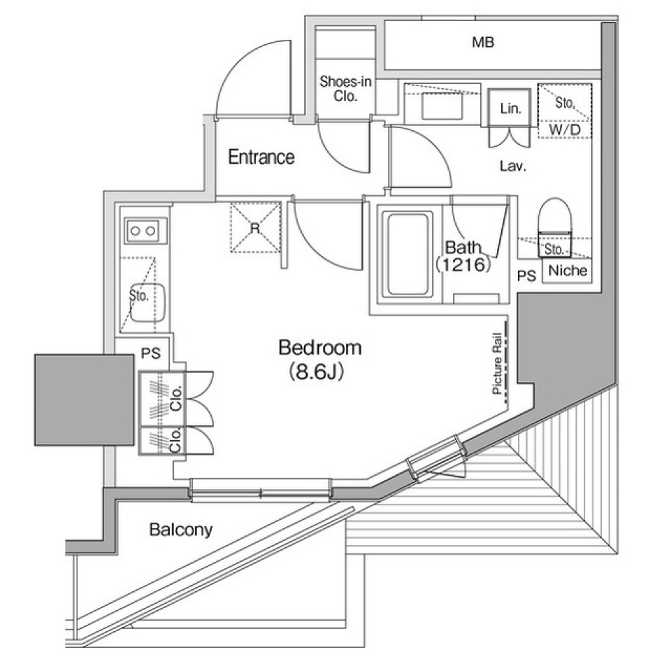 ザ・パークハビオ麻布十番　901号室［ペット可］の間取り図