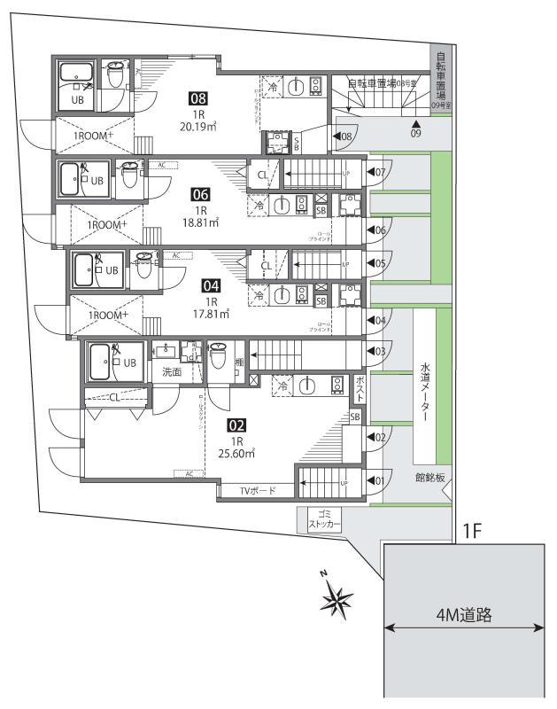02と書いてある間取りが今回のお部屋です。
