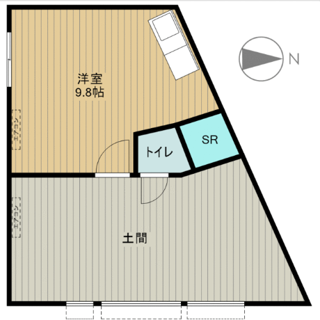 土間と洋室の半分こ。