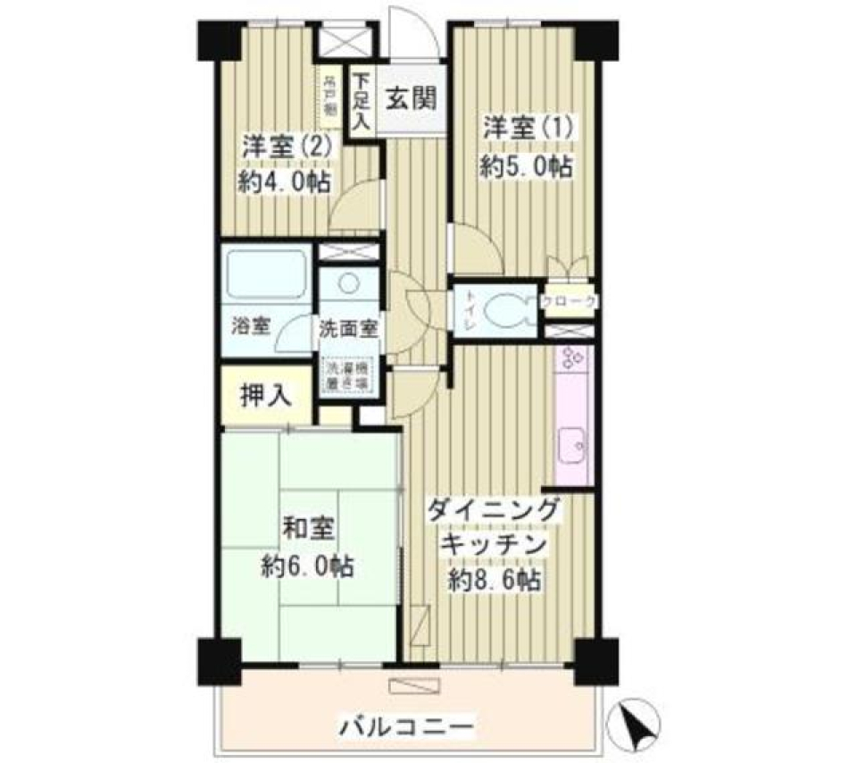 ジョイム奥沢　202号室の間取り図