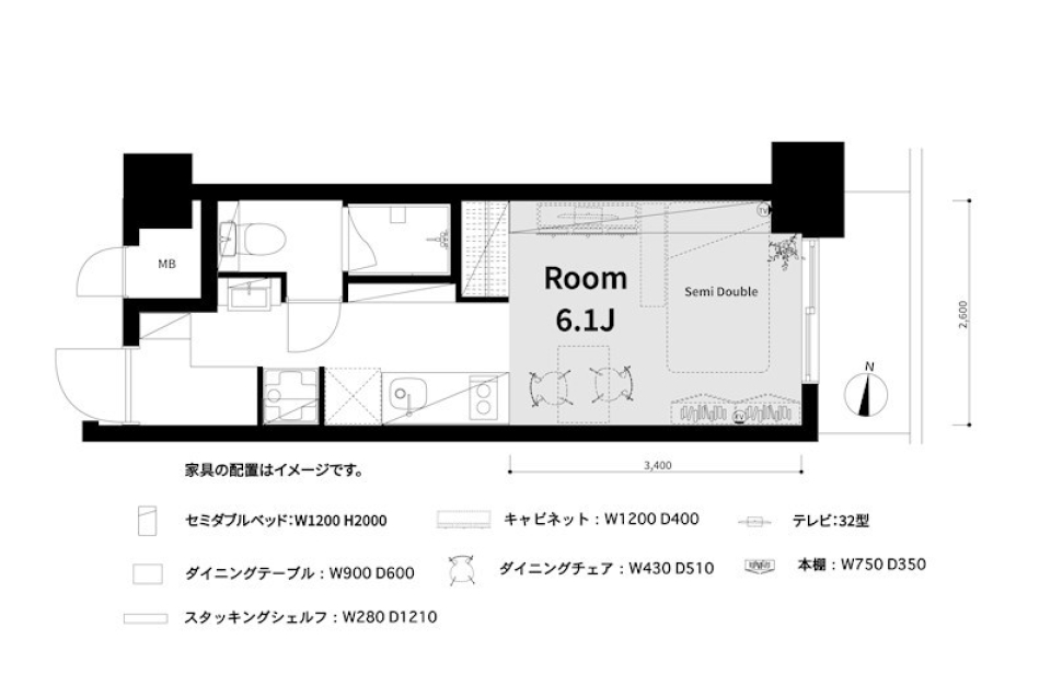 アウトドアなインドア空間の間取り図