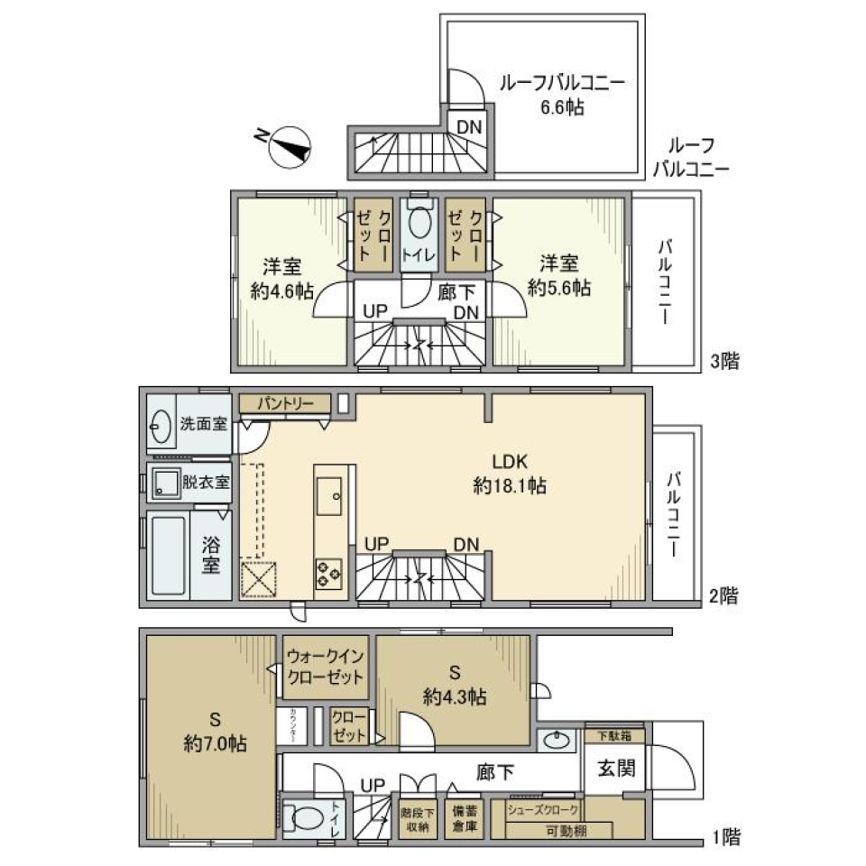向原戸建［新築］の間取り図