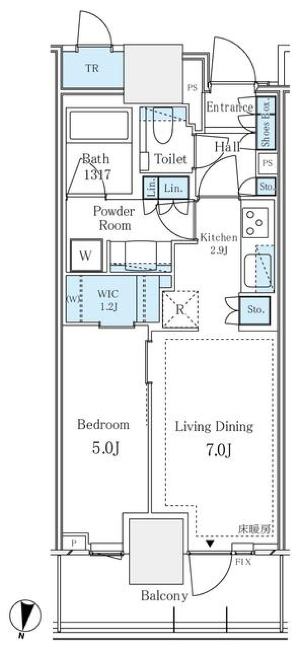 パークタワー西新宿　1015号室［ペット可］の間取り図
