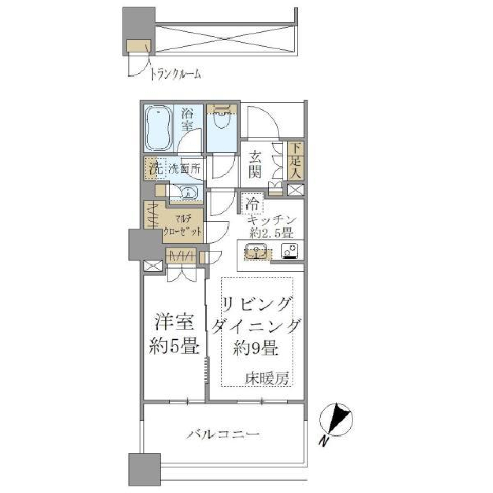 Ｂｒｉｌｌｉａ　有明　Ｓｋｙ　Ｔｏｗｅｒ　1312号室の間取り図