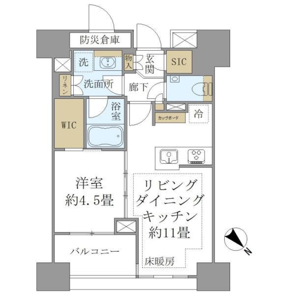 ルフォン築地ザ・レジデンス　902号室の間取り図