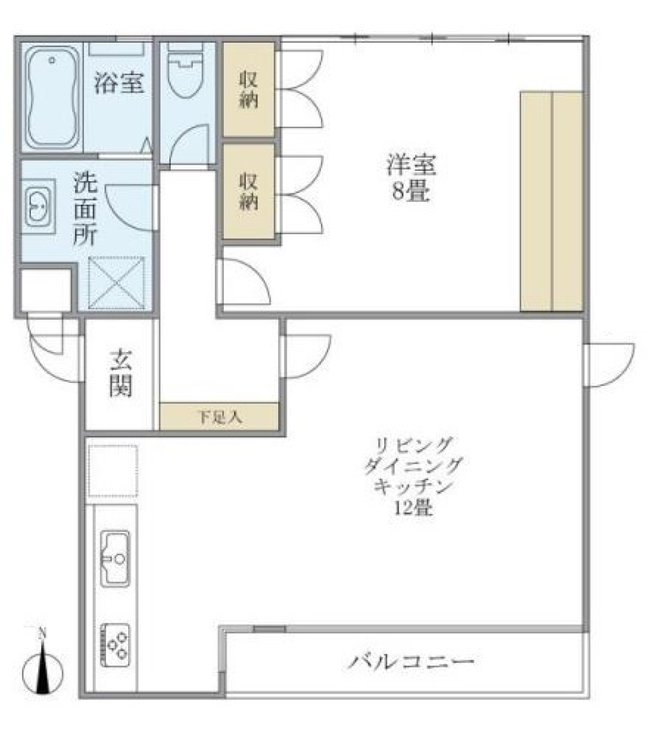 カーブに包まれての間取り図