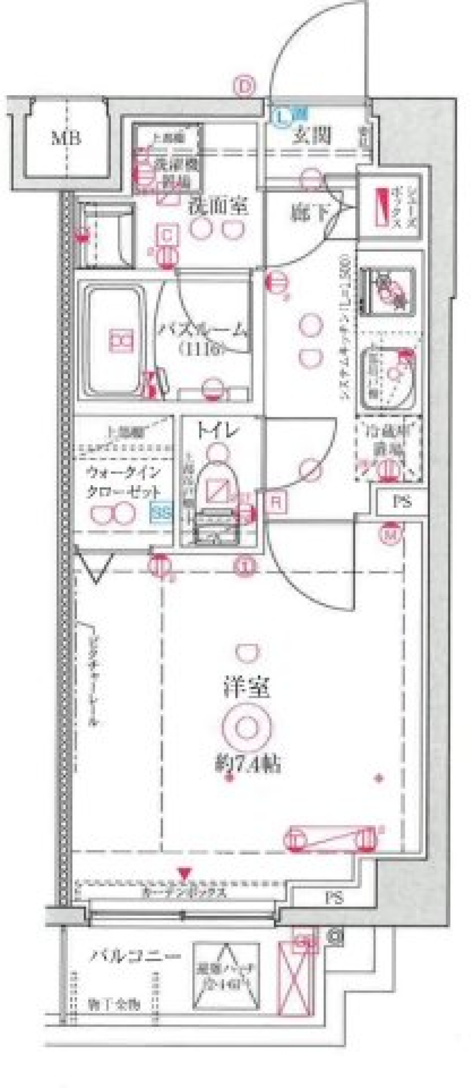 クレヴィスタ武蔵中原Ⅱ　401号室の間取り図