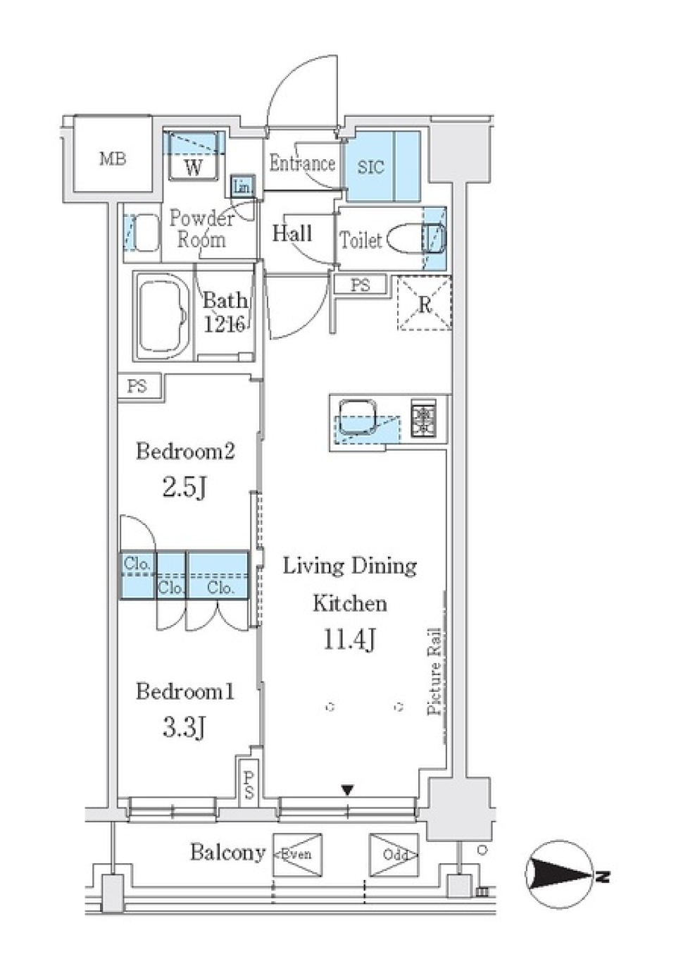 Ｊ．ＧＲＡＮ　Ｃｏｕｒｔ　品川西大井ＥＡＳＴ　512号室［ペット可］の間取り図