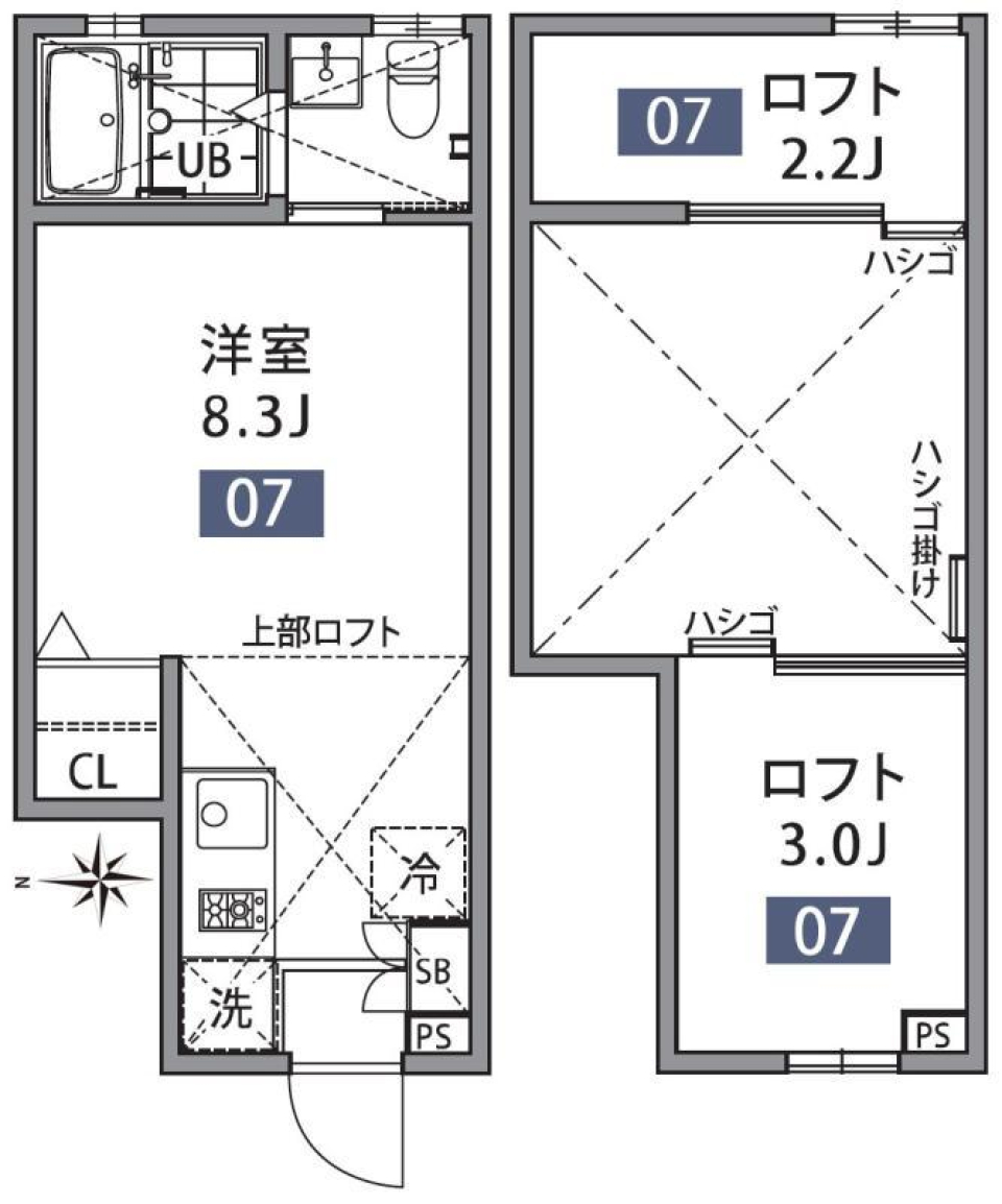 グランエッグス三鷹　07号室の間取り図