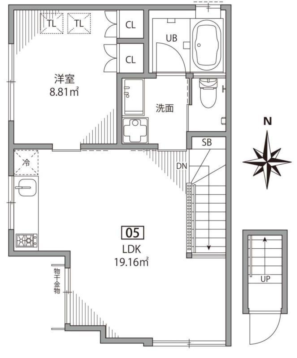 グランエッグス大崎W　05号室の間取り図