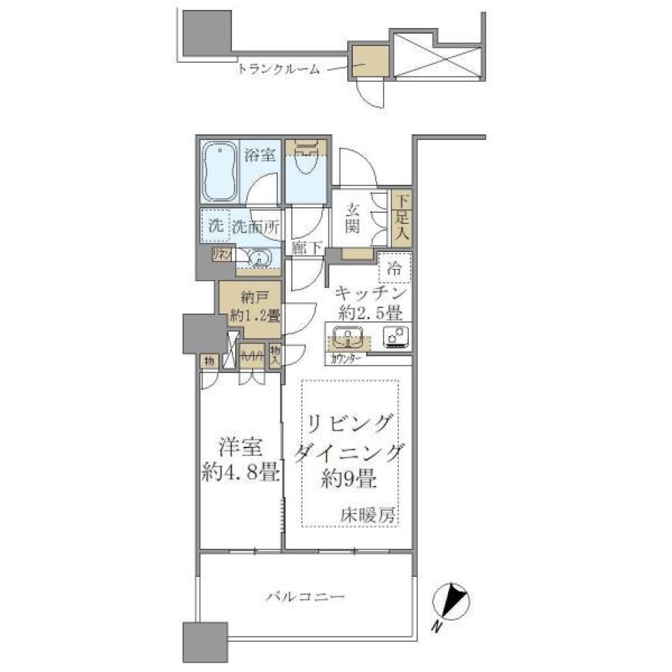 Ｂｒｉｌｌｉａ　有明　Ｓｋｙ　Ｔｏｗｅｒ　1103号室の間取り図