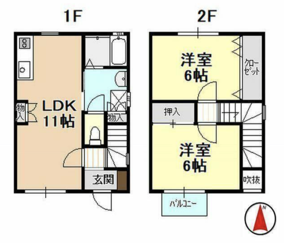 佐鳴湖近くのテラスハウスの間取り図