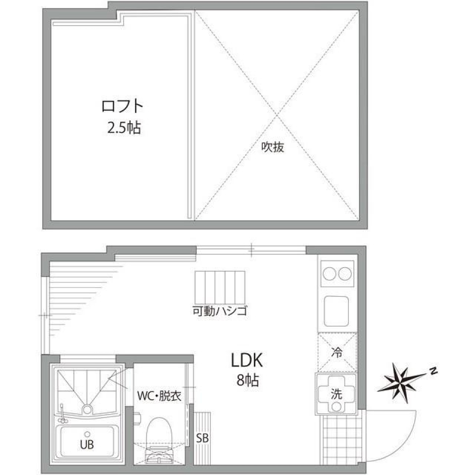 グランエッグス梅ヶ丘　201号室の間取り図