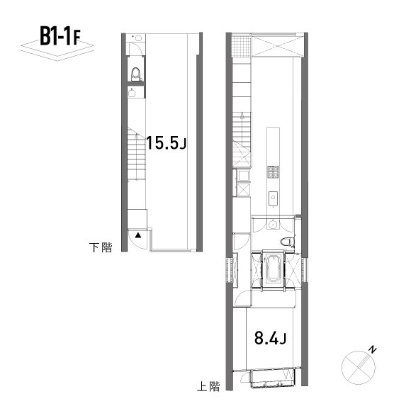 2LDKの間取り図。