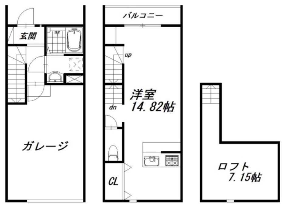 【建築中】新築ガレージハウスの間取り図