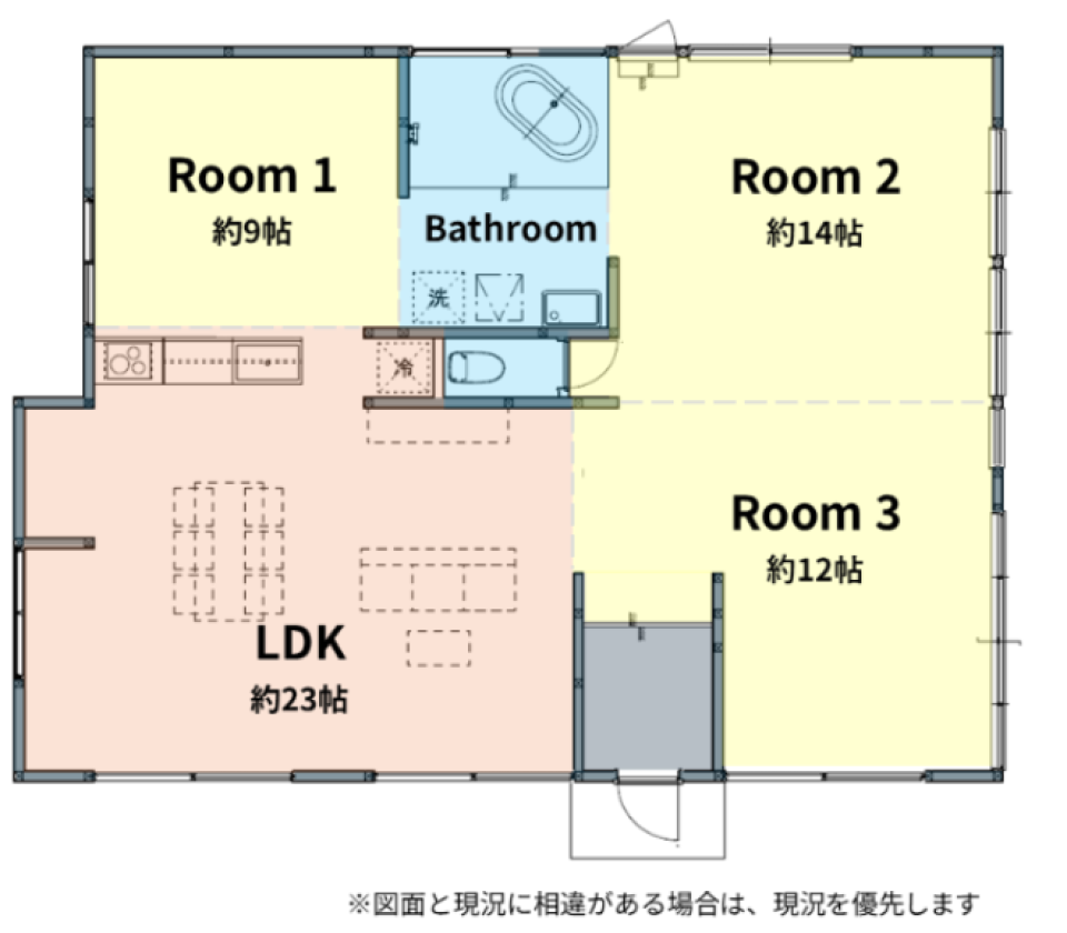 【売買物件】変幻自在な間取りを楽しむ平屋の間取り図