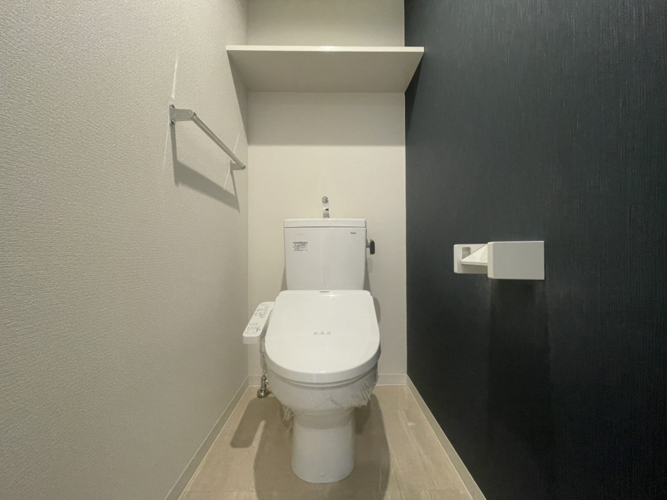 トイレの壁も白と黒。