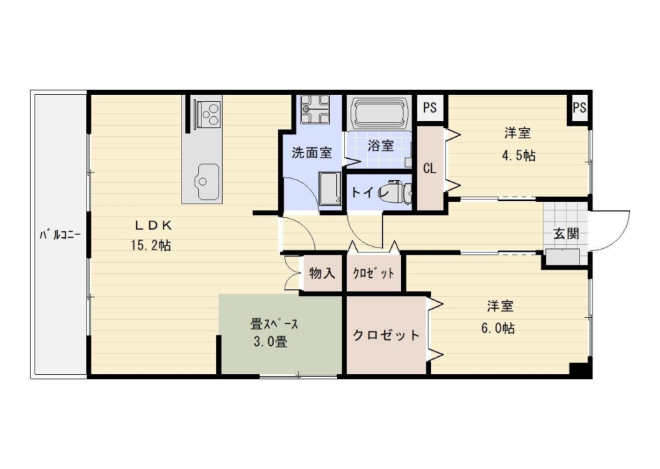 白とブラウンと抹茶色。の間取り図