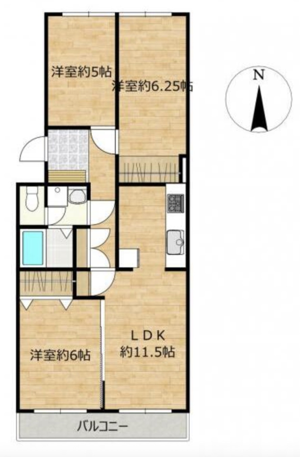 【売買物件】New ホワイトルーム［ペット可］の間取り図