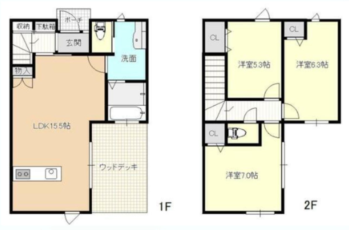 ウッドデッキ付き3LDK戸建てです