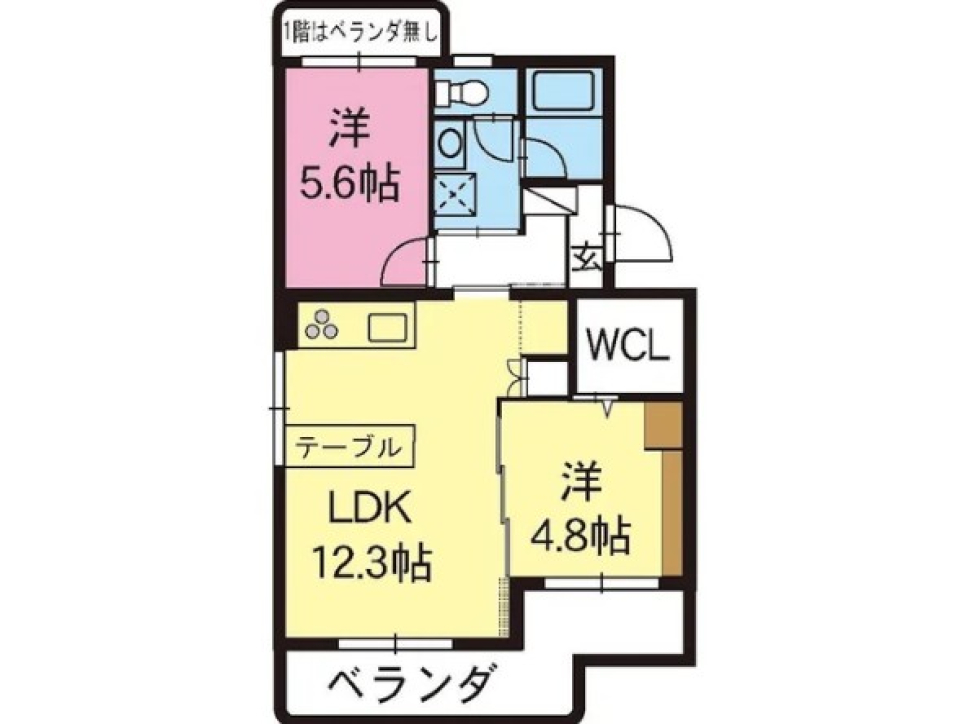 1部屋にも2部屋にもの間取り図