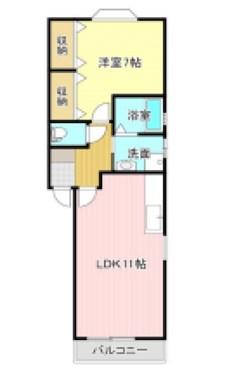 青い壁紙とレトロな可愛さの間取り図