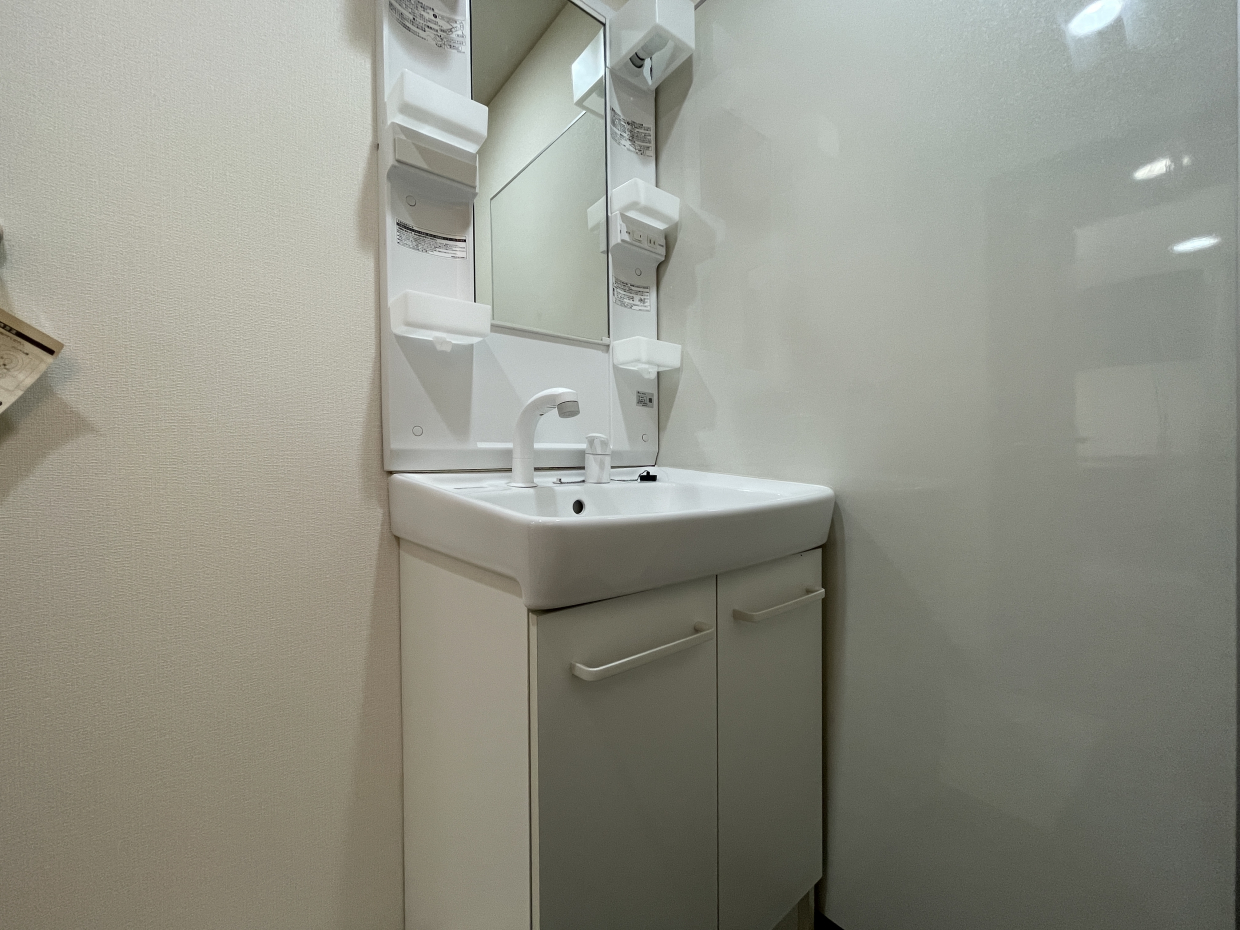 洗面所の壁は汚れにくい素材です