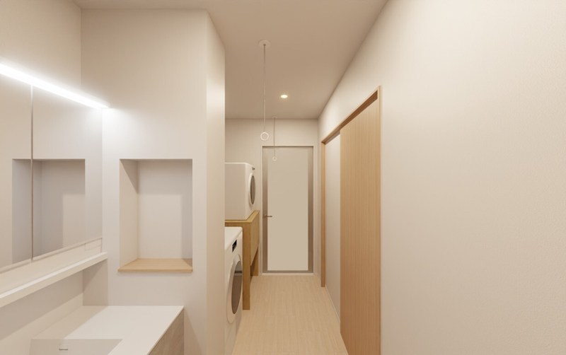 洗面スペースも広々していてうれしい