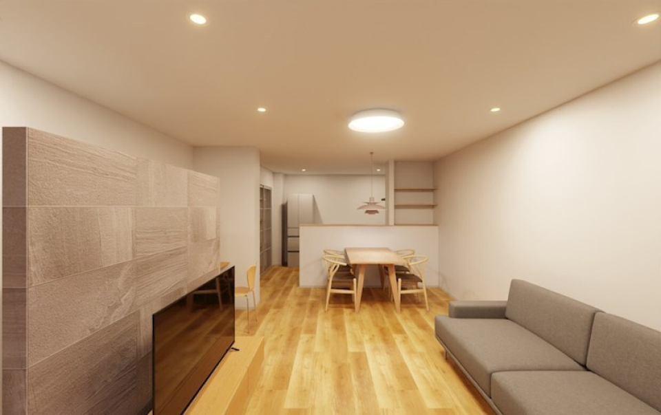 広々したリビングに対面キッチン