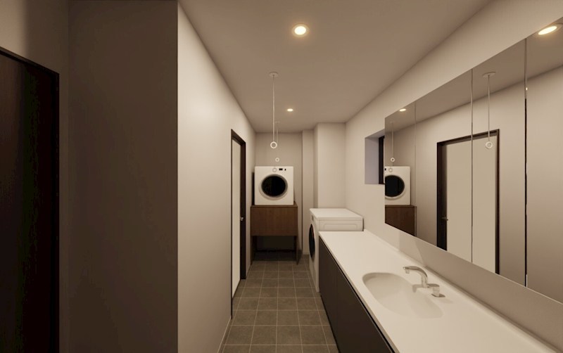 洗面スペースも広々していてうれしい