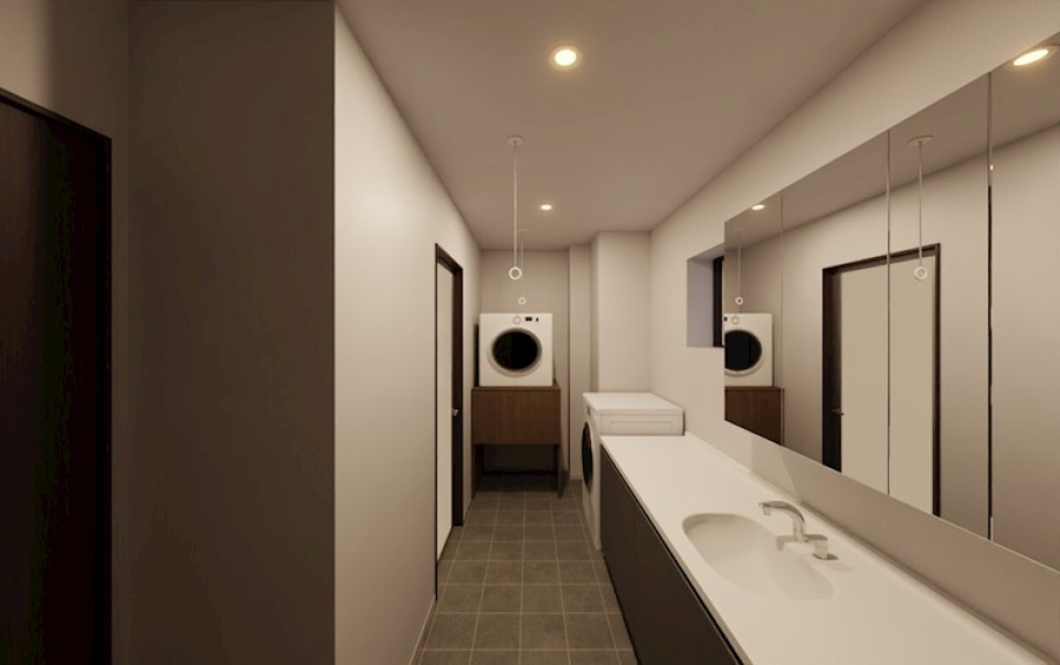 洗面スペースも広々していてうれしい