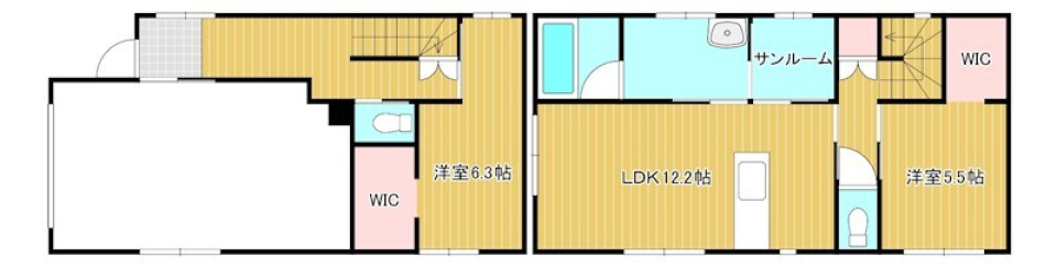 2LDKに99㎡。数字が証明する「ゆとり」空間。の間取り図