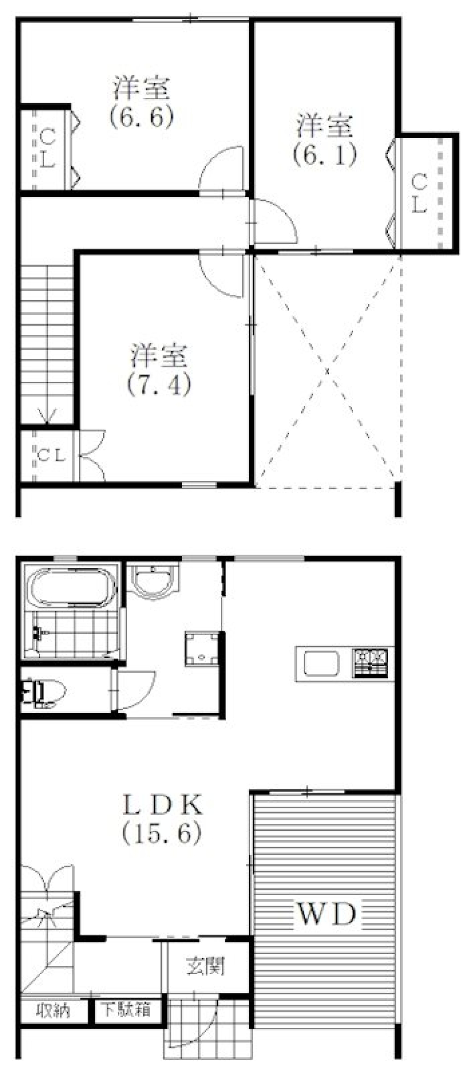 次世代スペックの3LDKの間取り図