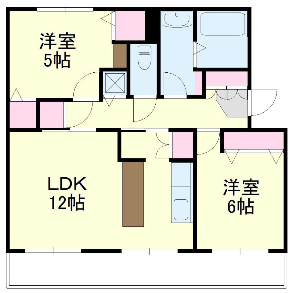 優しさに包まれる2LDKの間取り図