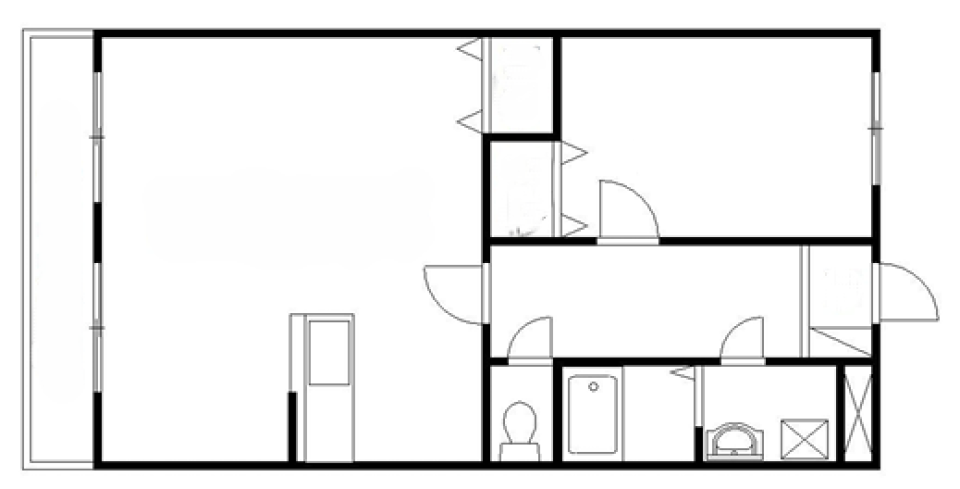 キッチンカウンターが映える、駅チカ1LDKの間取り図