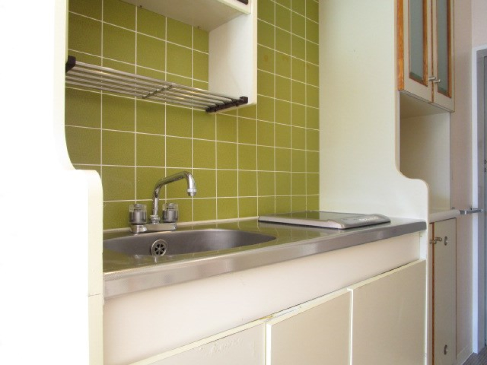 緑のタイルがオシャレ