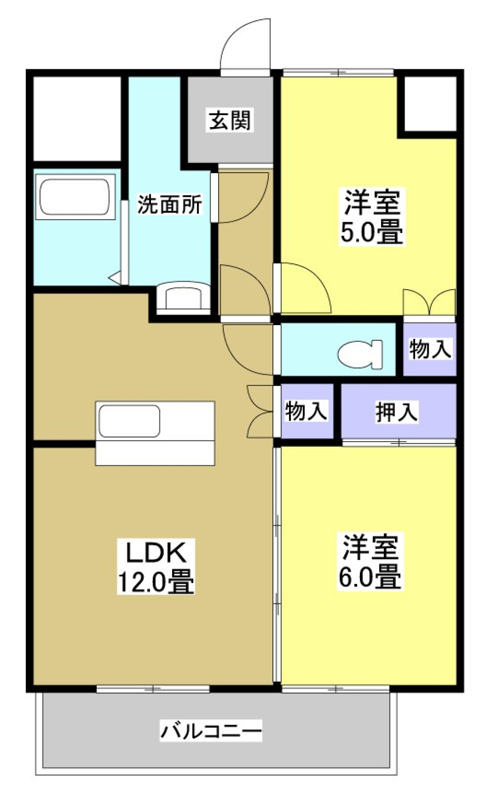 セージが香る高台2LDKの間取り図