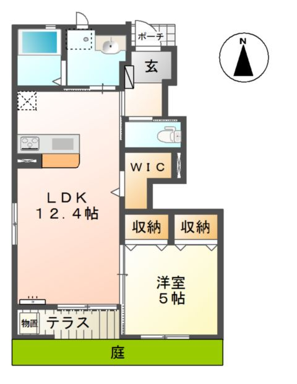 家事動線と収納に恋しての間取り図