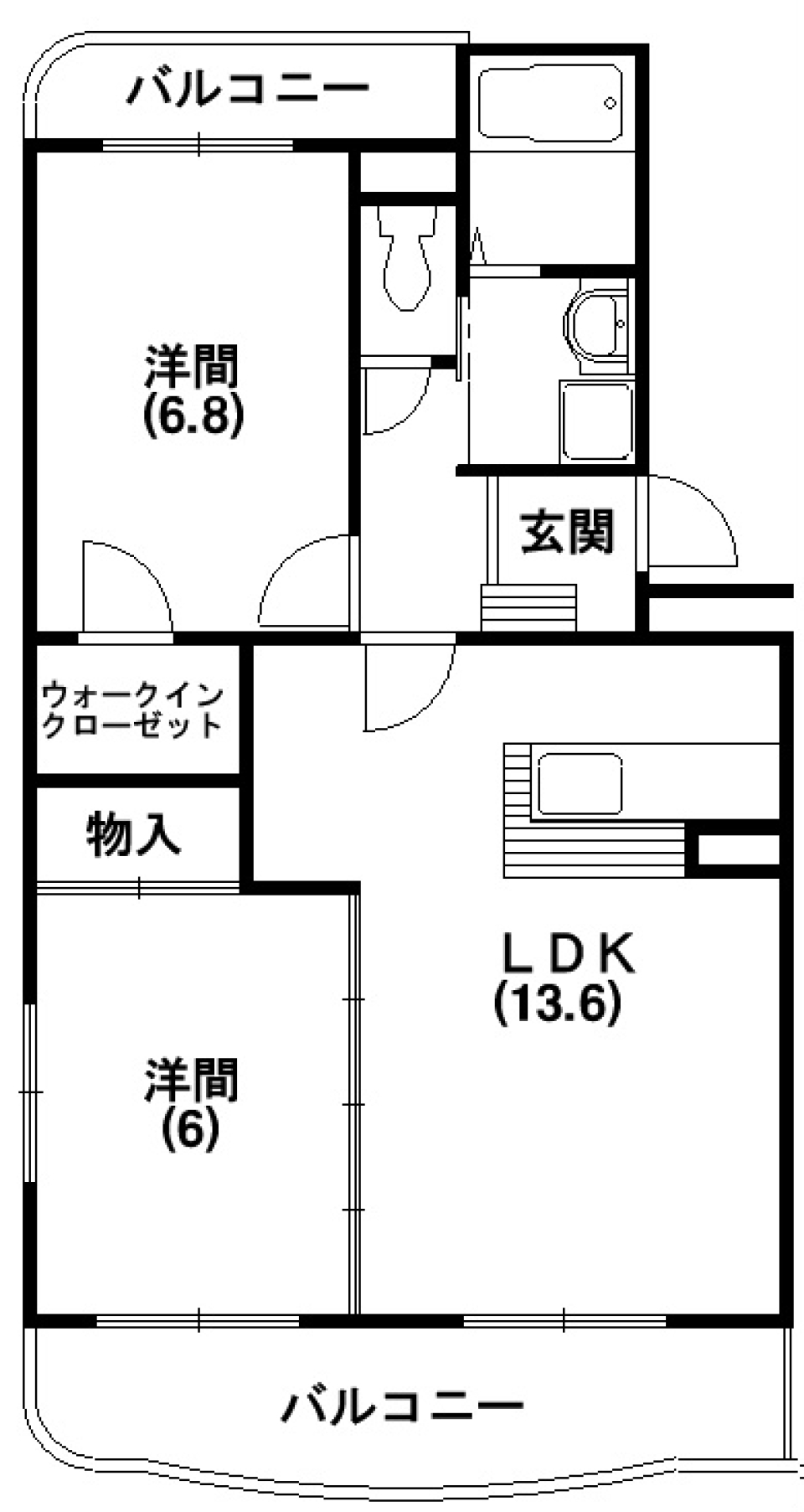 車2台でも安心2LDKの間取り図