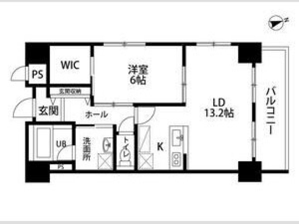 駅チカ光差し込む1LDKの間取り図