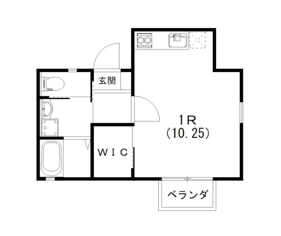 築浅でピカピカ1人暮らしの間取り図