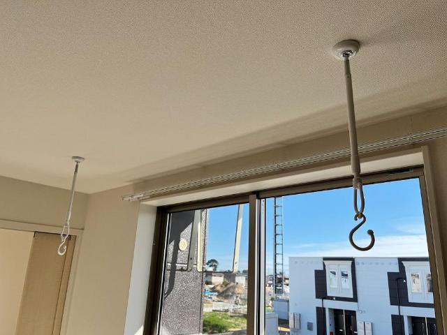 室内物干し付きで雨の日も安心