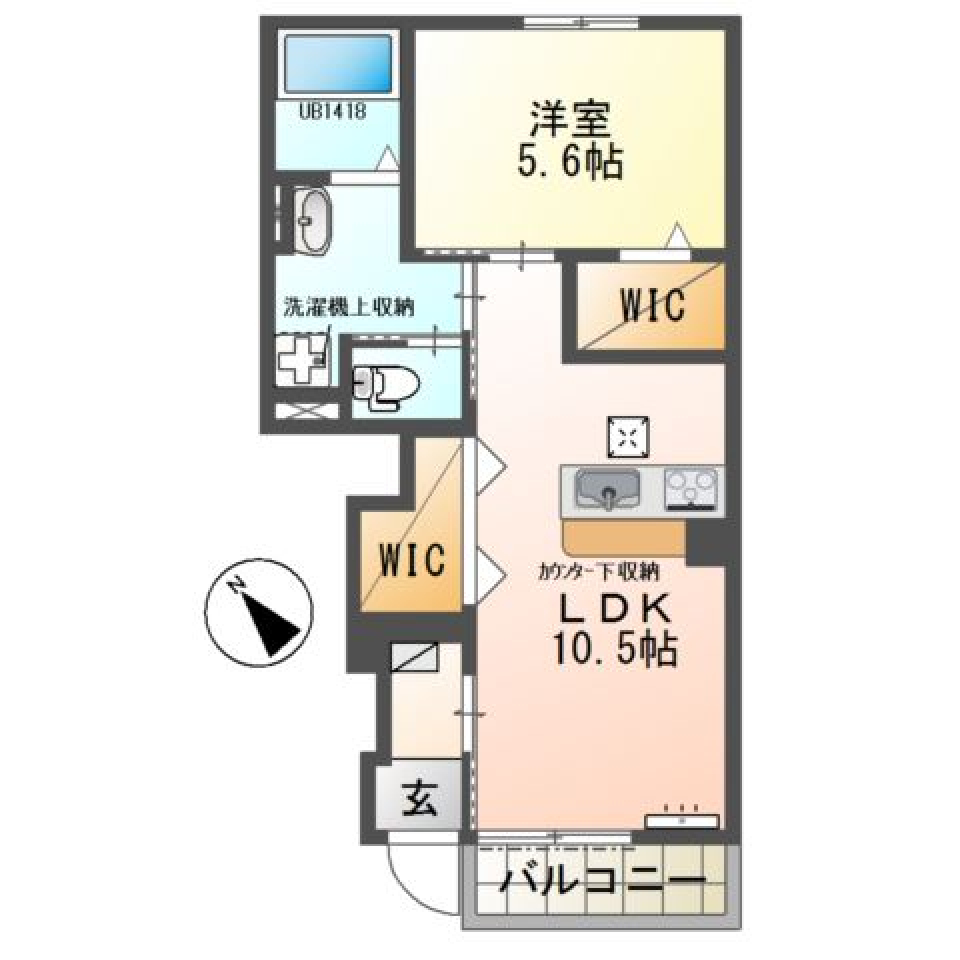 アクセス良好！白羽町の1LDKの間取り図