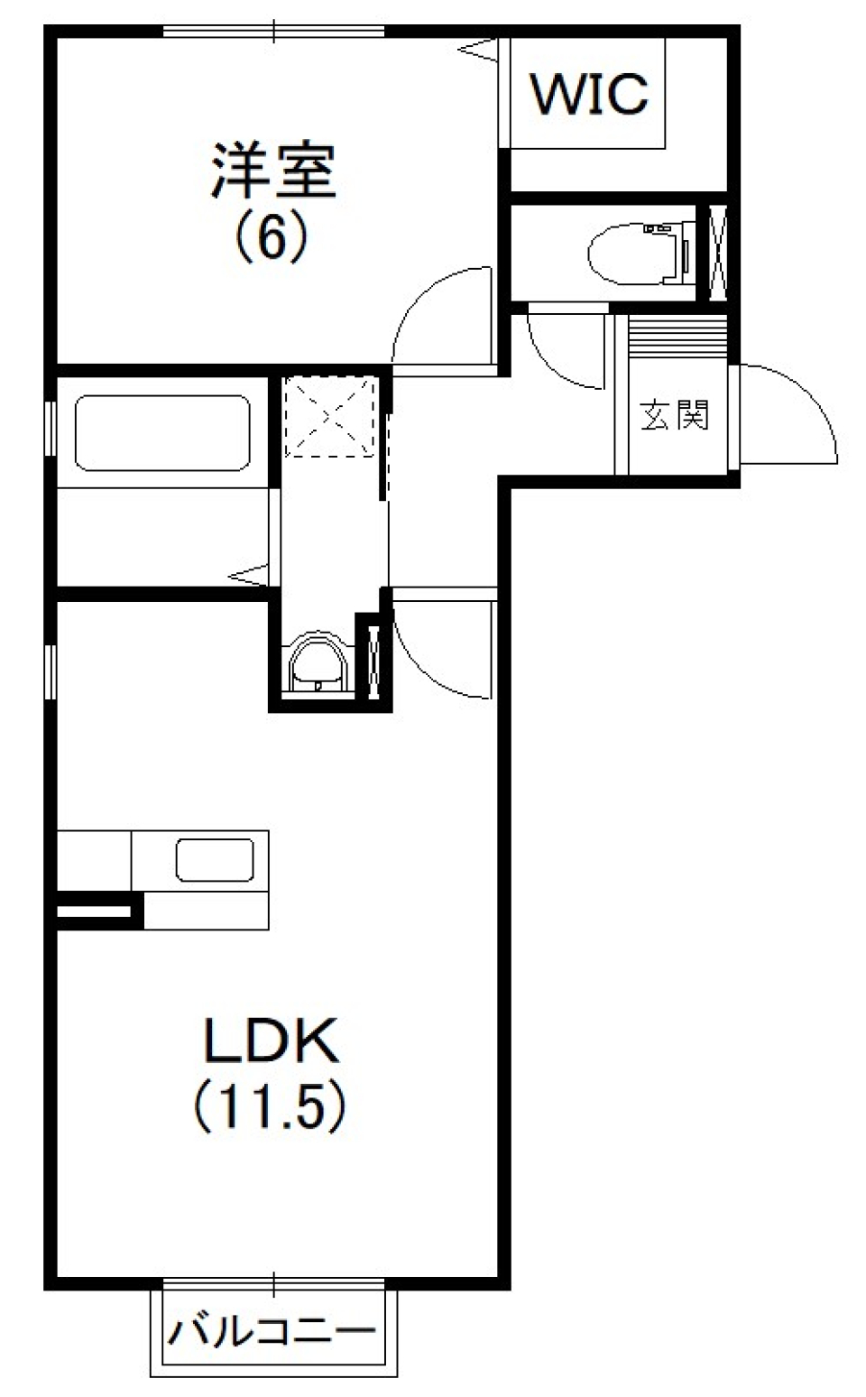 清潔感が光る1LDKの間取り図