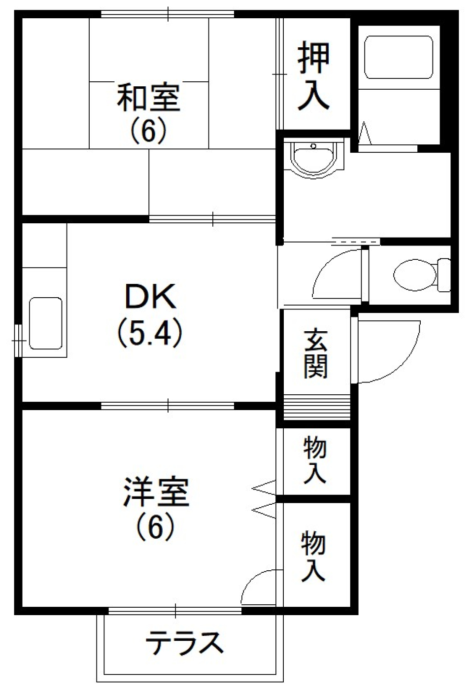 和む&times;映える、いいとこ取り2DKの間取り図