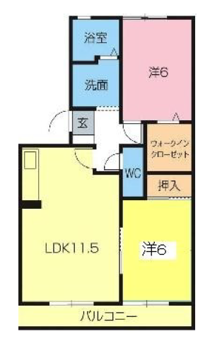 2LDKの間取り図