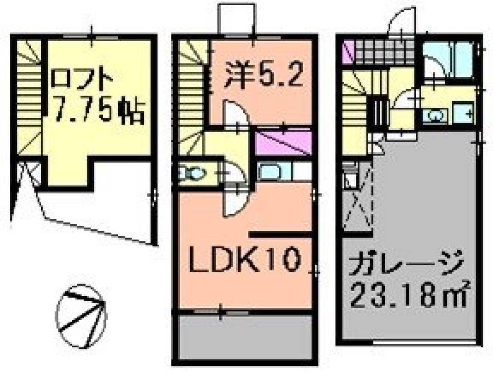 真紅の梁が駆け抜ける［ガレージ］の間取り図